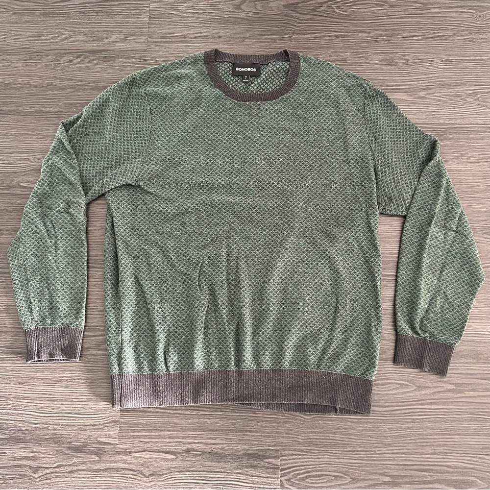 Bonobos Green Cotton Crewneck Sweater